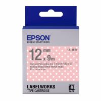 EPSON LK-4EAY  12mm  標籤帶-粉紅波點底灰字 C53S654424 